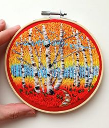 Embroidered picture Golden autumn