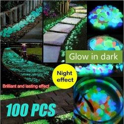 100Pcs Glow In Dark Garden Pebble Garden Patio Fish Tank Aquarium Decoration Glow Stone