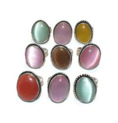 10 PC Monalisa Gemstone Silver Plated Designer Rings, Wholesale Ring, Brass Plated Monalisa Rings, Fashion Rings For MOM
