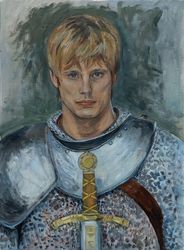 Knight oil painting on canvas artwork Bradley James Merlin