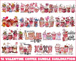 16 Valentines day PNG, Valentines coffee bundle, Valentine sublimation Design Digital Download
