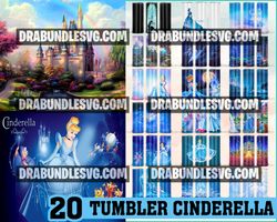 20 Cinderella tumbler ,Tumblers Designs 20oz Skinny Straight & Tapered Bundle, Bundle Design Template for Sublimation, F
