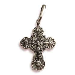 Orthodox silver plated cross crucifix necklace with crystals free shipping Orthodox store
