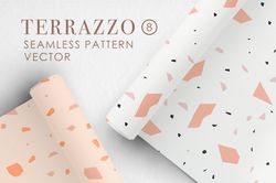 Vector 8 Terrazzo Seamless Patterns / Digital Abstract Modern Paper Pack