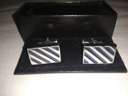 Diagonal stripe cufflinks blue