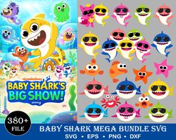 380 Baby Shark Svg, Dodo Shark Svg, Daddy Shark Svg, Mommy Shark Svg, Baby Shark Font Svg, Baby Shark Family Svg Bundle,