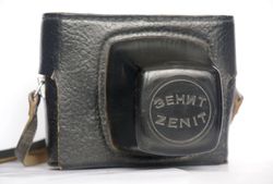 Zenit E B ET EM TTL hard leather case camera bag with strap KMZ USSR