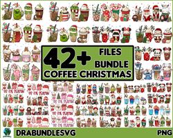 42 Christmas Coffee Latte PNG, Christmas Coffee Png, Christmas Bundle, Snowman Reindeer, Pink Christmas Coffee Png,Print