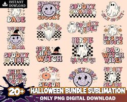 20 Halloween Png, Hippie Halloween Png, Halloween Sublimation Design, Retro Halloween Png, Fall Png, Spooky Png, Ghost P