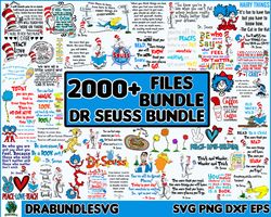 2000 Dr Seuss Svg Bundle, Cat In The Hat SVG, Dr Seuss Hat SVG,Green Eggs And Ham Svg, Dr Seuss for Teachers Svg, Lorax