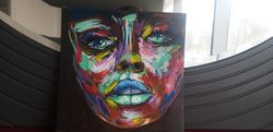 Abstract face portrait colorful acrylic paints