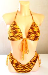 Crochet Swimsuit Sexy Brazilian Bikini Set Tiger Print Camouflage Striped High Waist Bikini Women's Summer Beachwear