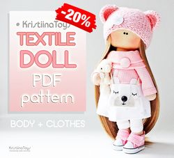 Digital PDF doll pattern NO instructions Handmade doll body and clothes patterns Rag doll PDF patterns Tilda doll DIY