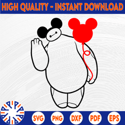 Big Hero 6 Mickey Ears and Balloon SVG Cutting File / Instant Digital Download / Multiple File Formats for Cricut