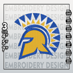 San Jose State Spartans Embroidery Files, NCAA Logo Embroidery Designs, NCAA Spartans, Machine Embroidery Designs