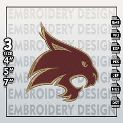 Texas State Bobcats Embroidery Files, NCAA Logo Embroidery Designs, NCAA Bobcats , Machine Embroidery Designs