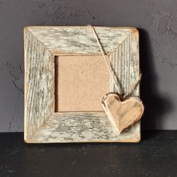 Shipping to USA 3x3 small rustic square frames for picture frame set, wall decor, made of reused old wood planks.