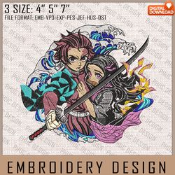 Tanjiro And Nezuko  Embroidery Files, Demon Slayer, Anime Inspired Embroidery Design, Machine Embroidery Design