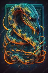 Art illustration , Cybersecurity style , Eel infiltrates Device, Jpg Image
