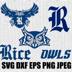 Rice Owls SVG PNG JPEG  DXF Digital Cut Vector Files for Silhouette Studio Cricut Design