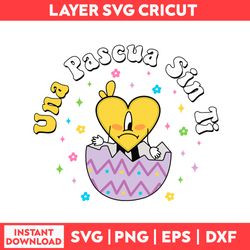 Una Pascua Easter Wishes Bunny Easter Svg, Bad Bunny Easter Png, Bad Bunny Easter Svg, Png, Pdf, Dxf Digital File.