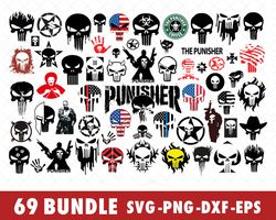 Marvel The Punisher SVG Bundle Files for Cricut, Silhouette, Marvel The Punisher Skull SVG, The Punisher SVG Files