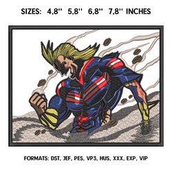 all might embroidery design file / my hero academia anime embroidery design/ machine embroidery pattern, anime inspired