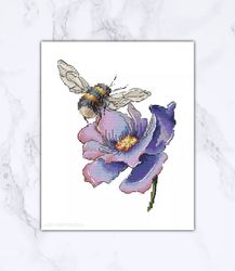 Bumblebee Cross Stitch Flowers Cross Stitch Pattern PDF Instant Download Insect Cross Stitch