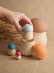 wooden matryoshka mushroom toy