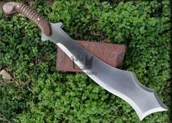 Customized Hand Forged High Carbon Steel Hunting Maciejowski Bible Fantasy Sword With Leather Sheath