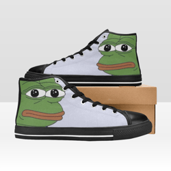 Pepe Frog Shoes, High-Top Sneakers, Handmade Footwear