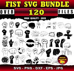 120 Fist SVG Black Fist Svg Fist Vector - SVG, PNG, DXF, EPS, PDF Files For Print And Cricut