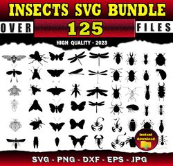 125 Insects SVG Bundle Bugs SVG - SVG, PNG, DXF, EPS, PDF Files For Print And Cricut