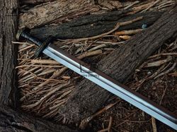 Oslo Viking Sword - Custom Hand Forged Carbon Steel Oslo Viking Sword 30 Inch With Black Scabbard, Medieval Sword