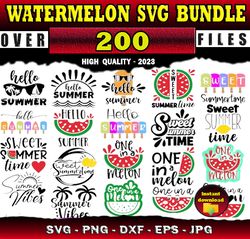 200 Watermelon SVG Watermelon Summer Clipart - SVG, PNG, DXF, EPS, PDF Files For Print And Cricut