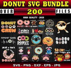 200 Donut SVG Donut Clipart Donut Png - SVG, PNG, DXF, EPS, PDF Files For Print And Cricut