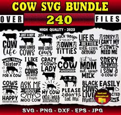 240 Cow SVG Bundle Cow Svg for Cricut - SVG, PNG, DXF, EPS, PDF Files For Print And Cricut