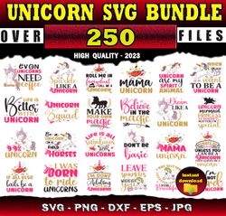 250 Unicorn Clipart Unicorn SVG Bundle - SVG, PNG, DXF, EPS, PDF Files For Print And Cricut
