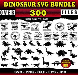 300 Dinosaur SVG Dinosaur Silhouette - SVG, PNG, DXF, EPS, PDF Files For Print And Cricut