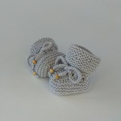 Knitted baby booties, Cute newborn shoes, Cotton new baby socks, Cozy newborn booty