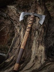Custom Gift Forged High Carbon Steel Viking Axe With Sheath, Viking Hatchet, Bearded Axe, Tomahawk, Camping Axe
