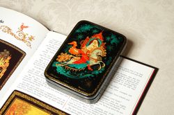 Fairy tale lacquer box Sivka-Burka hand-painted decorative art