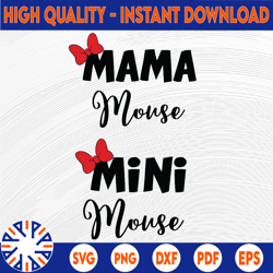 Minnie mouse svg, mama mouse mini mouse svg, clipart, disney svg, cutting files for cricut silhouette, png, dxf, eps