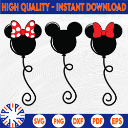 mickey mouse balloon svg, minnie mouse balloons svg, disney balloons svg, png, dxf, cricut, silhouette, cameo cut file