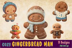 05 Files Of Cozy Gingerbread Man Clipart Christmas Sublimation Graphic Design