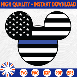 Cut File / Thin Blue Line Mickey Mouse / svg pdf png cutting files for silhouette or cricut