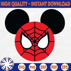 Mickey Mouse Spiderman Disney Cut File For T svg , Decals, Silhouette, Cricut, Cameo SVG png DXF EPS Instant File Downlo