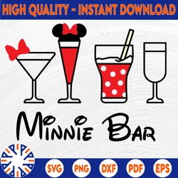 Minnie bar svg Disney drinks Minnie mouse bar Minnie wine glass Cut file Design Vector Icon Jpg File Cricut Digital