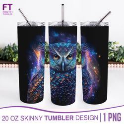 Owl Tumbler Sublimation Wrap - Galaxy PNG Background