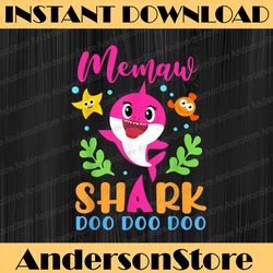 Memaw Shark Memaw Shark Lover Family Mother's Day Happy Mother's Day PNG Sublimation Design